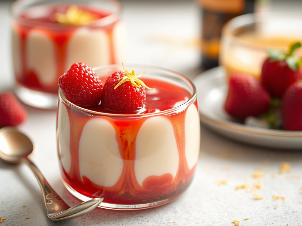 Rijstpudding met frambozenbier, AI-gegenereerde illustratie