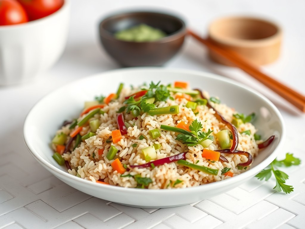 Rijstsalade met Boerenkool en Tahoe, AI-gegenereerde illustratie