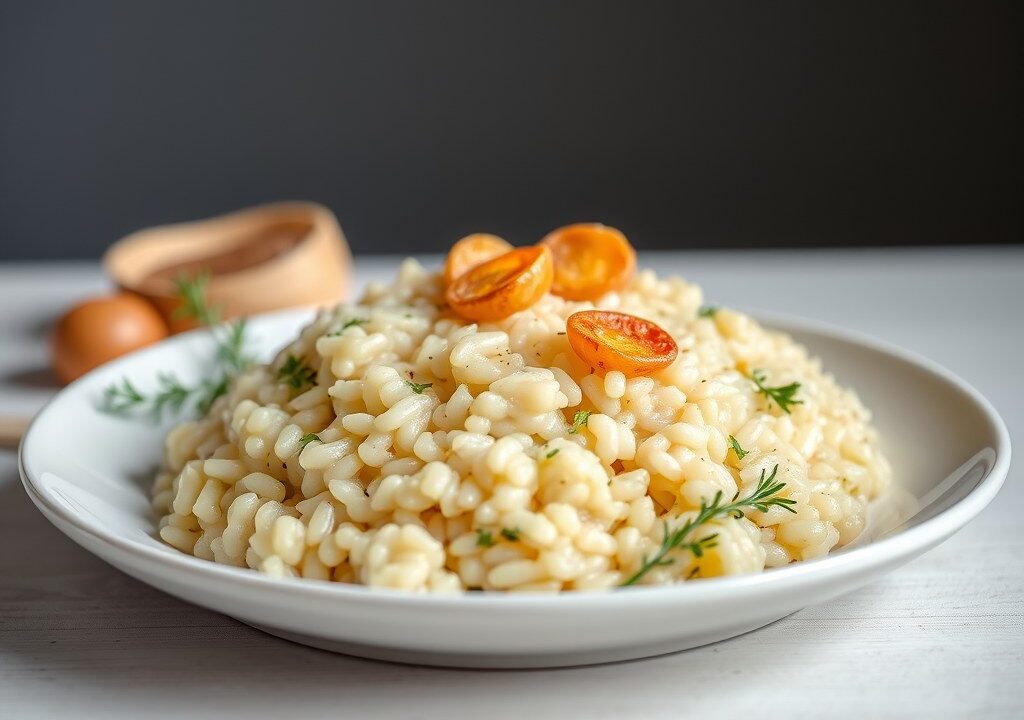 Risotto met champignions, AI-gegenereerde illustratie