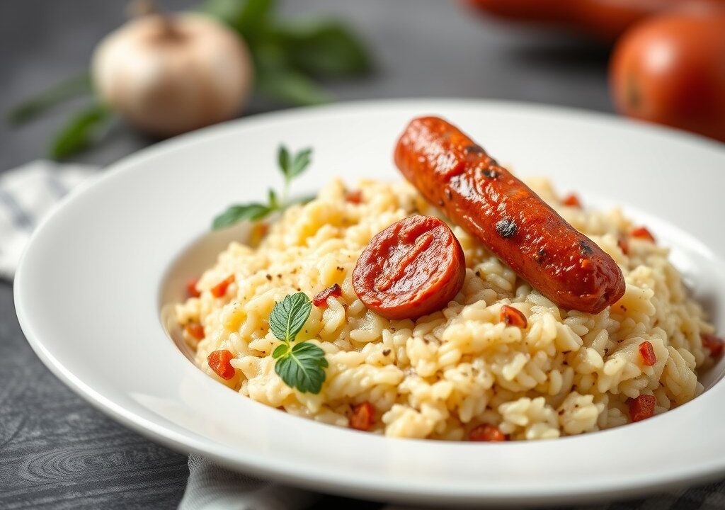 Risotto met Chorizo, AI-gegenereerde illustratie