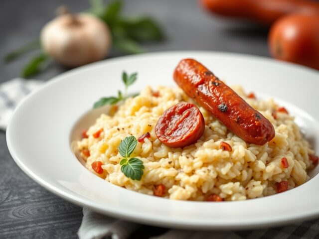 Risotto met Chorizo — AI-gegenereerde illustratie