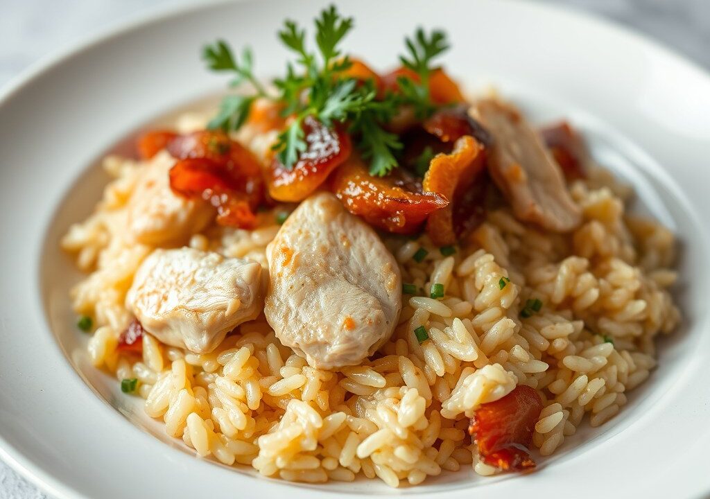Risotto met kip — AI-gegenereerde illustratie