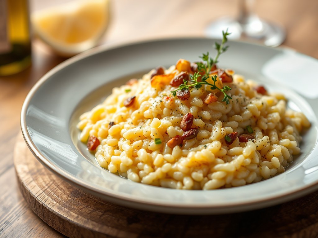 Risotto met kreeft en cava, AI-gegenereerde illustratie