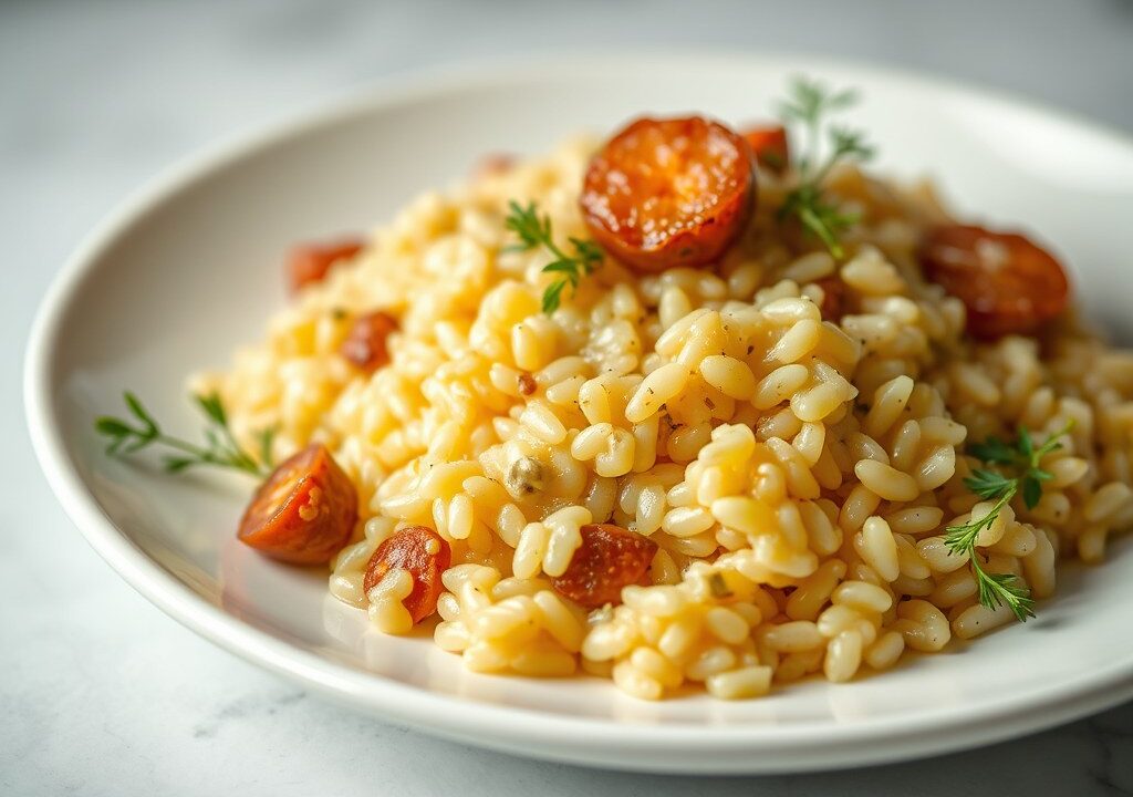 Risotto met zeewier, AI-gegenereerde illustratie