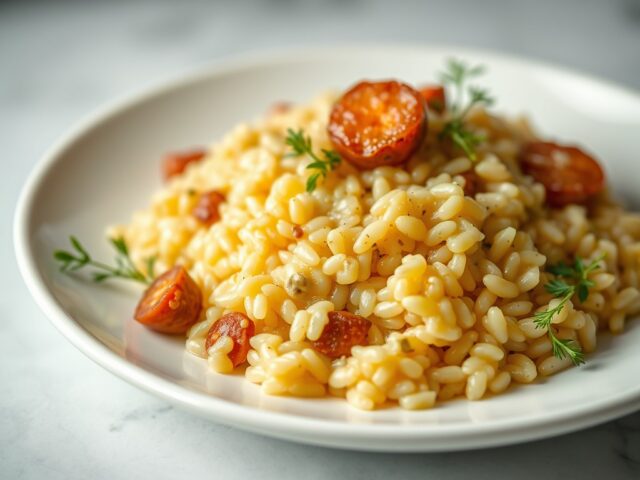Risotto met zeewier — AI-gegenereerde illustratie