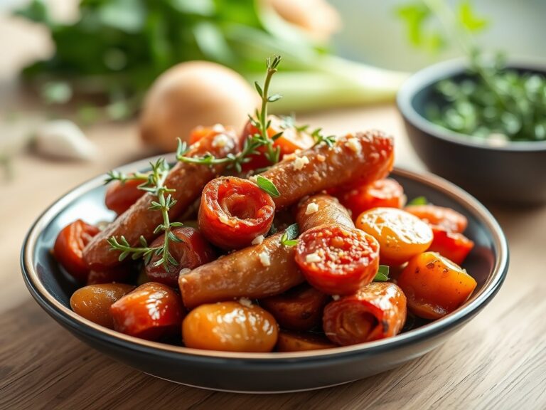 Roerei, chorizo en tuinbonen — AI-gegenereerde illustratie