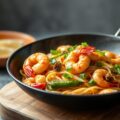 Roergebakte Sperciebonen met Garnalen