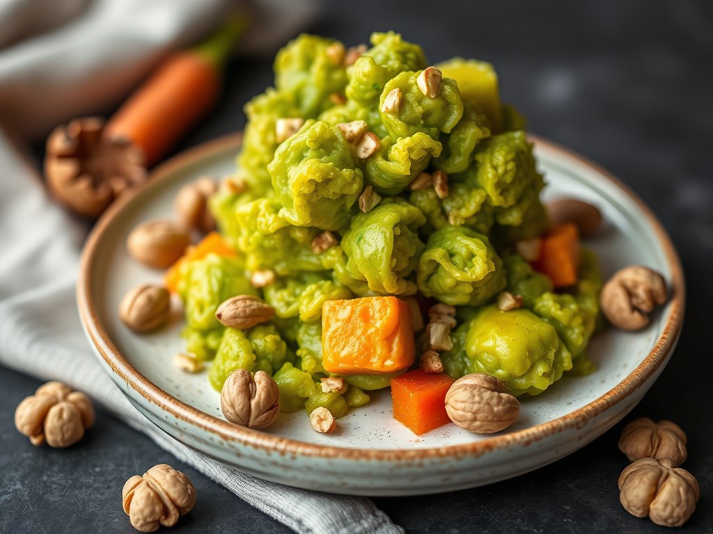 Romanesco met walnoten, AI-gegenereerde illustratie