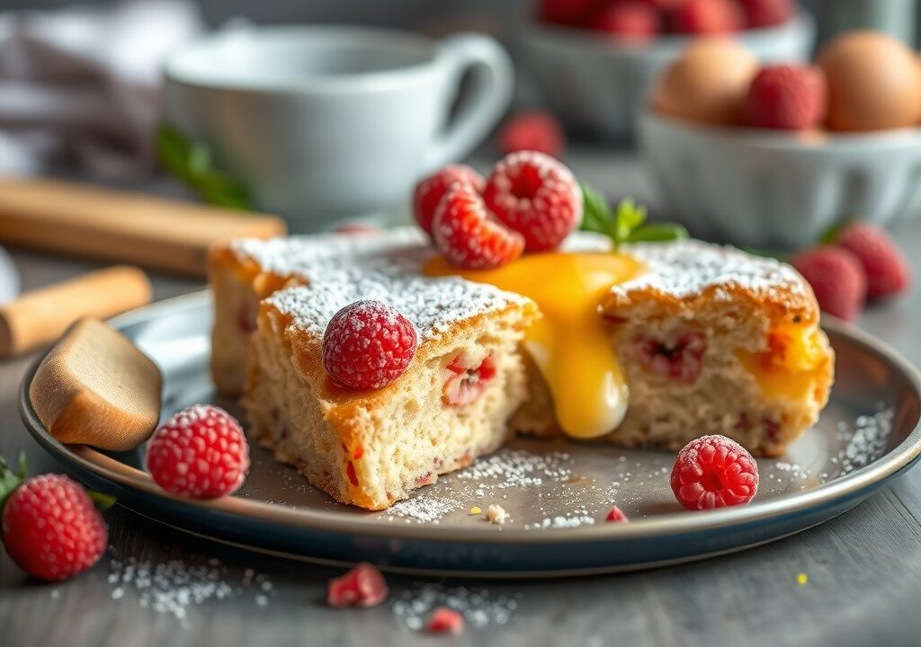 Roomplaat koek met rozijnen — AI-gegenereerde illustratie