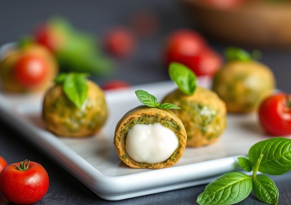 Rosbief bonbons met mozzarella — AI-gegenereerde illustratie