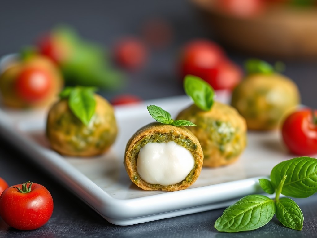 Rosbief bonbons met mozzarella, AI-gegenereerde illustratie