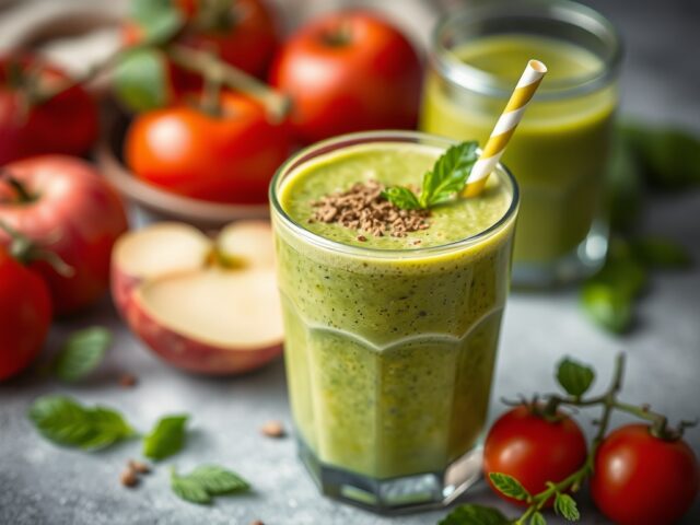 Roze -groene- smoothie — AI-gegenereerde illustratie