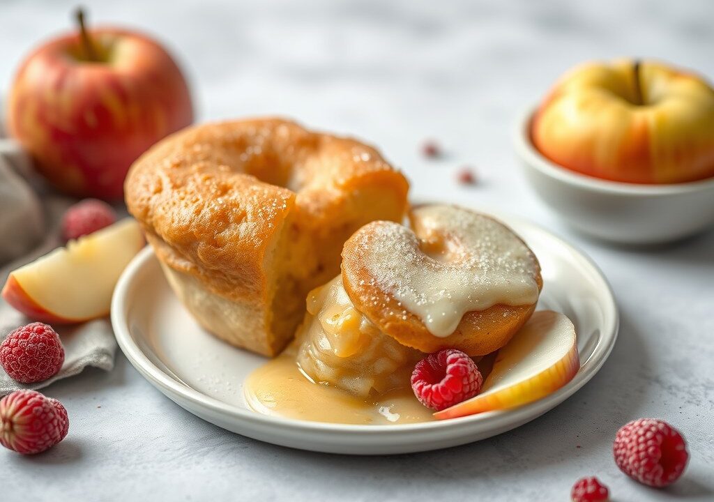 Rozijnenkoek met appel, AI-gegenereerde illustratie