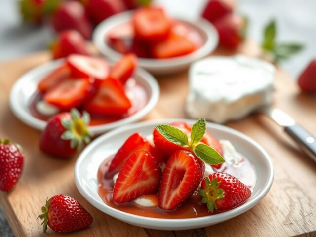 Rucolasalade met brie en aardbeien — AI-gegenereerde illustratie