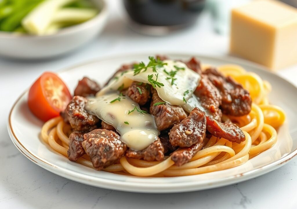 Rumsteak met witloof en kaas — AI-gegenereerde illustratie