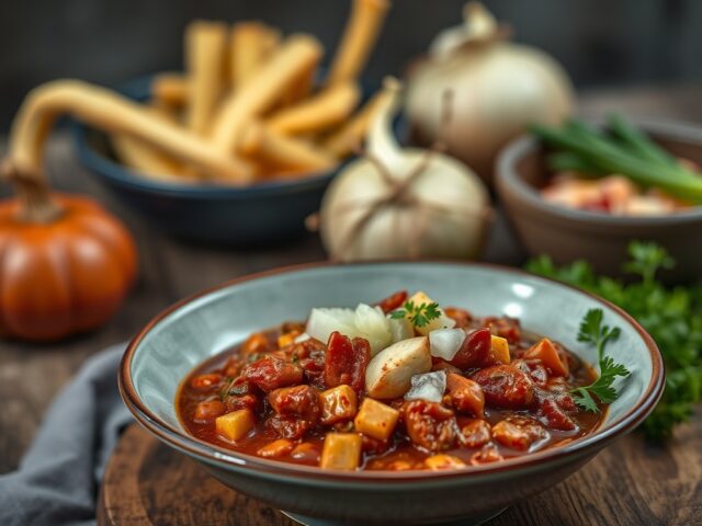 Runder Chilli op Texaanse Wijze uit de Slow Cooker — AI-gegenereerde illustratie