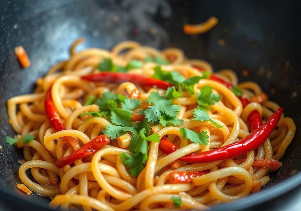 Runderreepjes uit de wok — AI-gegenereerde illustratie