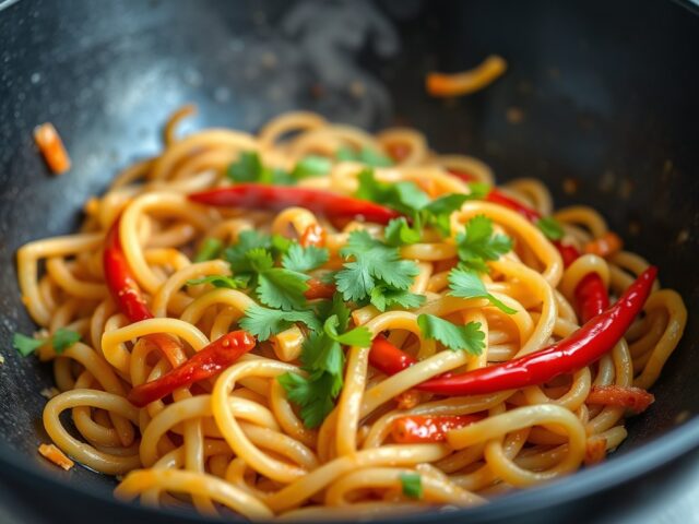 Runderreepjes uit de wok — AI-gegenereerde illustratie