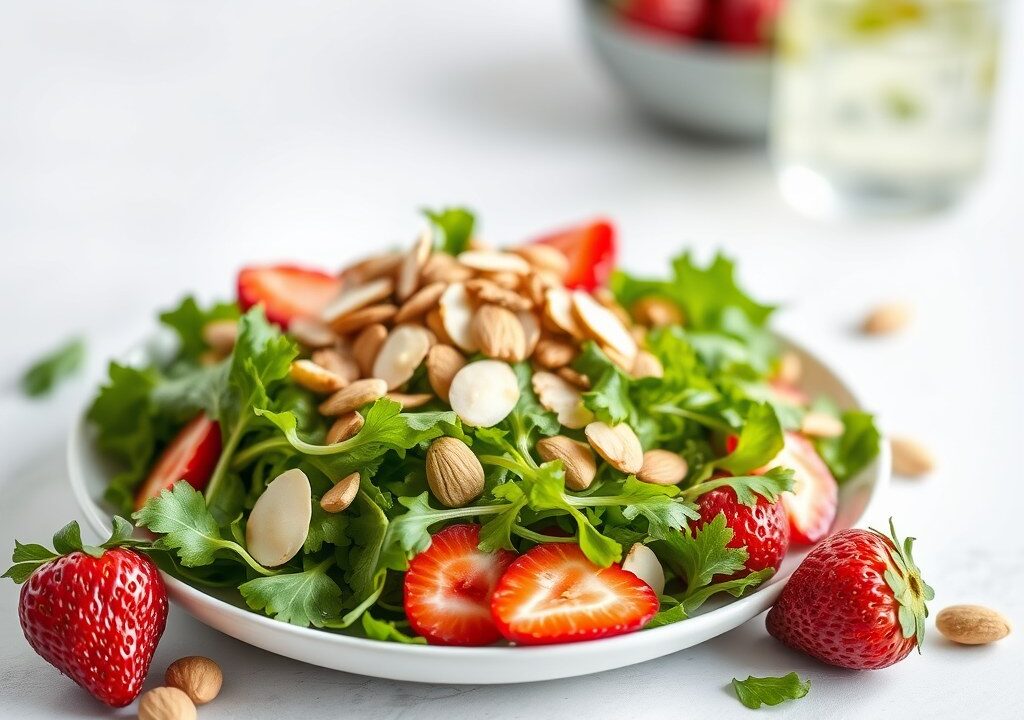 Salade met Aardbeiendressing, AI-gegenereerde illustratie