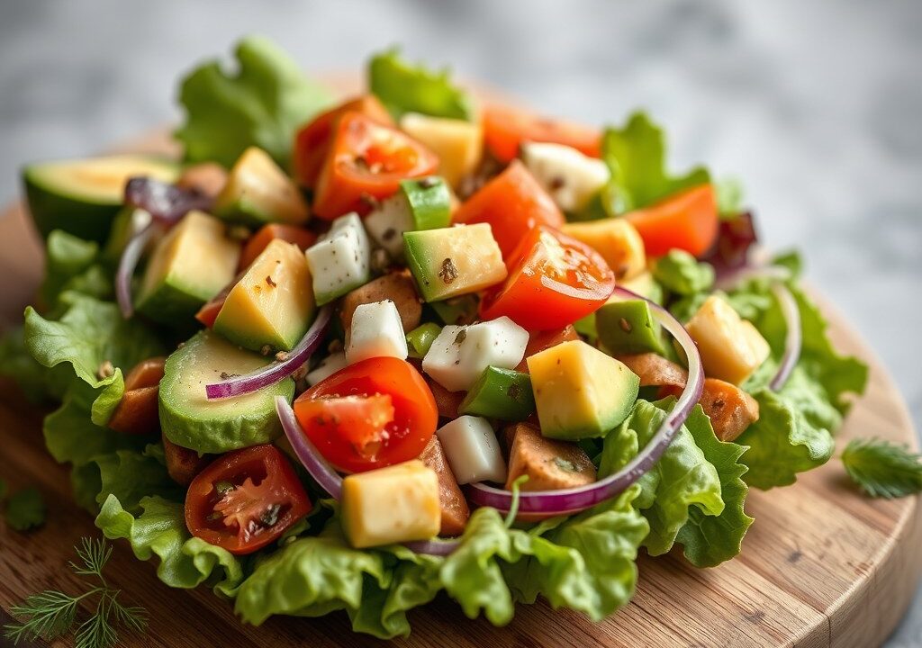 Salade met Avocado & Palmharten — AI-gegenereerde illustratie