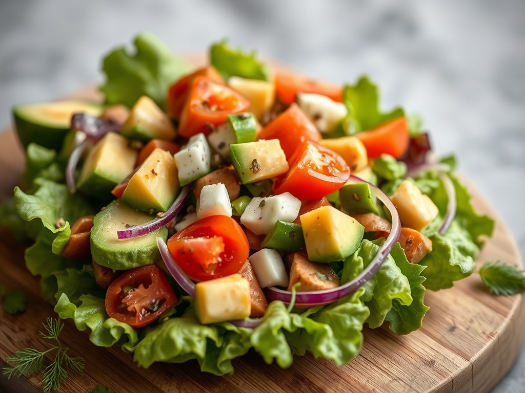 Salade met Avocado & Palmharten, AI-gegenereerde illustratie