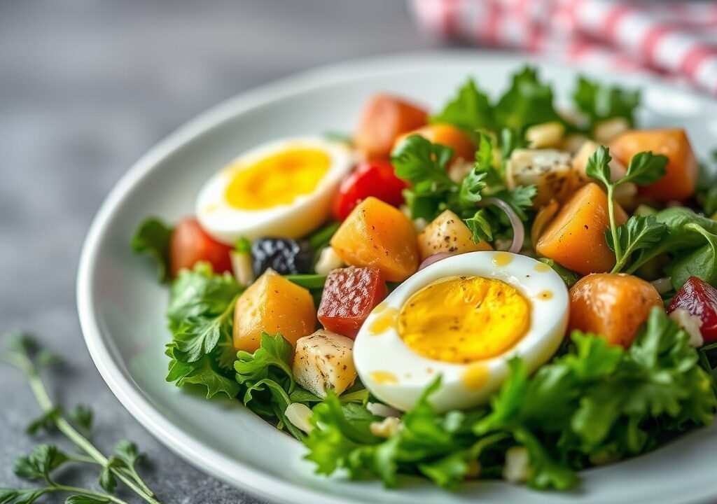 Salade met Sperciebonen à la Niçoise, AI-gegenereerde illustratie