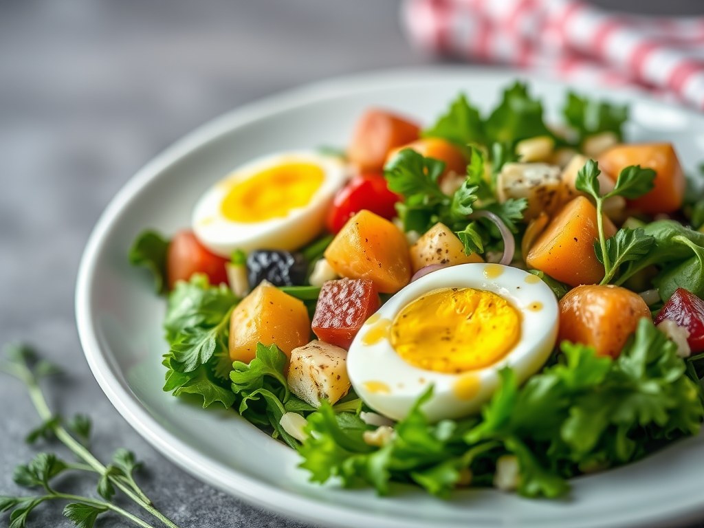 Salade met Sperciebonen à la Niçoise, AI-gegenereerde illustratie