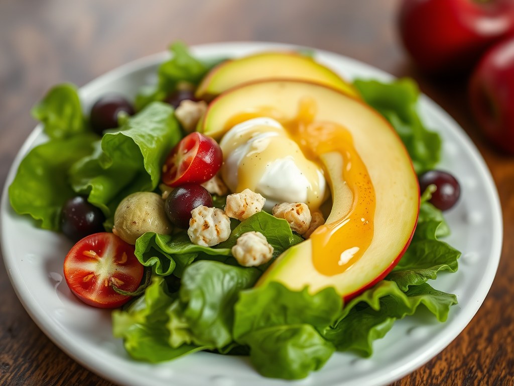 Salade met Vruchten en Avocado, AI-gegenereerde illustratie