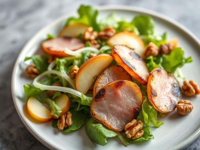 Salade met witloof en geroosterde ham — AI-gegenereerde illustratie