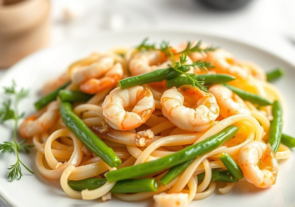 Salade van asperges en scampi’s — AI-gegenereerde illustratie