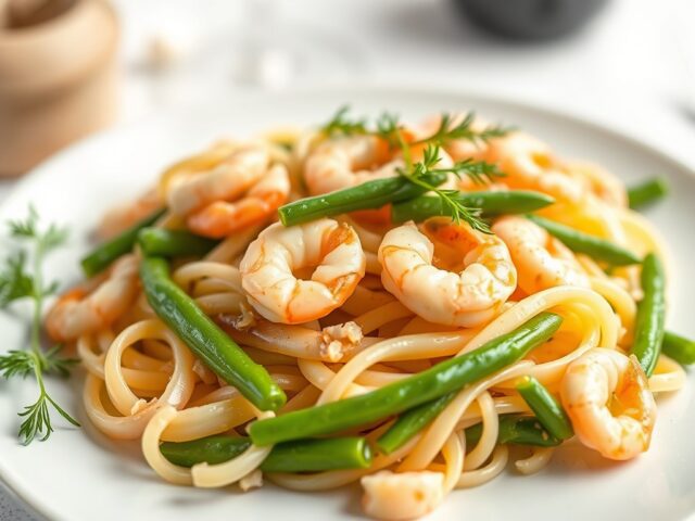 Salade van asperges en scampi’s — AI-gegenereerde illustratie
