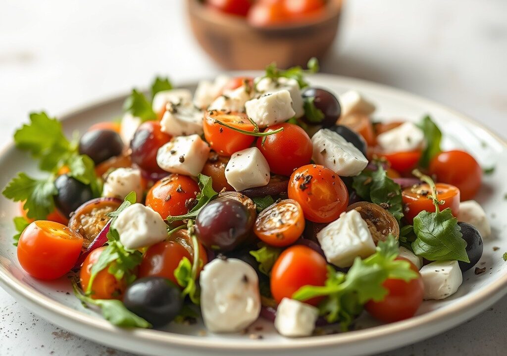 Salade van Gepofte Bietjes met Geitenkaas, AI-gegenereerde illustratie