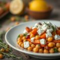 Salade van geroosterde wortels, kikkererwten en feta