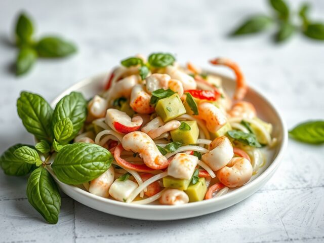 Salade van Krab – Asperge – Avocado — AI-gegenereerde illustratie