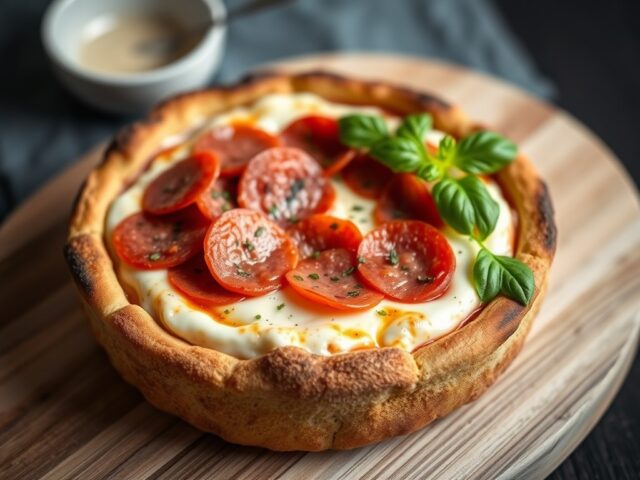 Salami pizza dipsaus — AI-gegenereerde illustratie