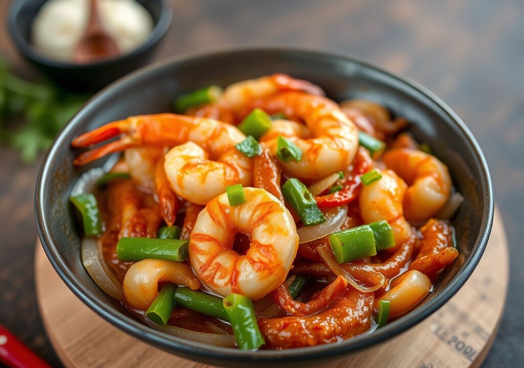 Sambal goren udang (garnalen) voor beginners, AI-gegenereerde illustratie