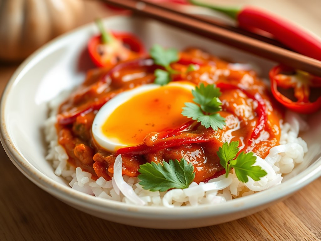 Sambal Telor glutenvrij, AI-gegenereerde illustratie