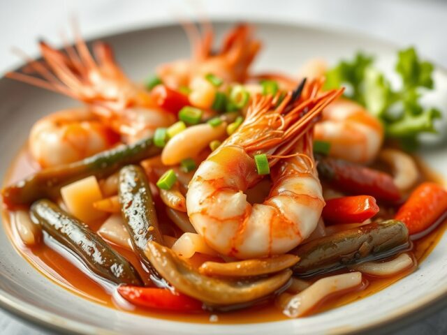 Scampi’s en Pruimen met Hoisin Special — AI-gegenereerde illustratie