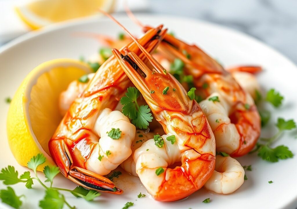Scampi’s met knoflook — AI-gegenereerde illustratie