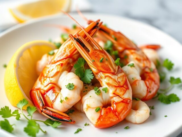 Scampi’s met knoflook — AI-gegenereerde illustratie