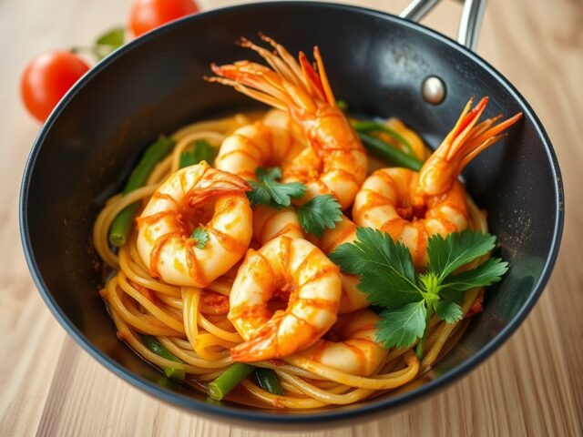 Scampi-curry met groenten — AI-gegenereerde illustratie