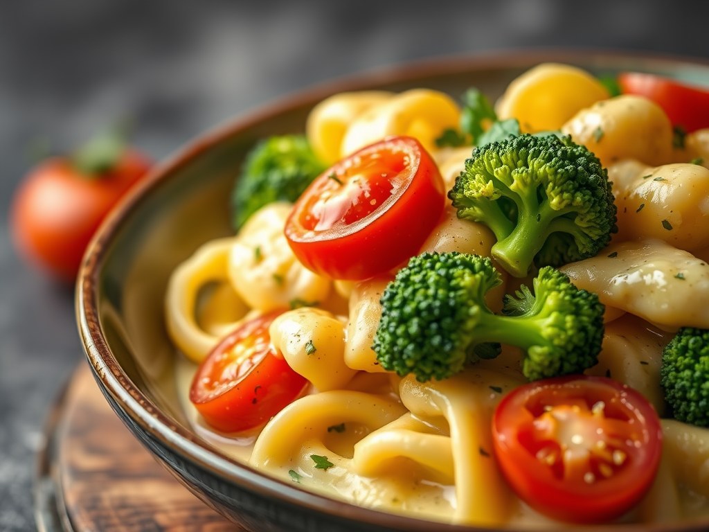Schelvis in kaassaus met broccoli en tomaat, AI-gegenereerde illustratie