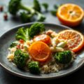 Schelvis met clementine- en roze peperboter, broccoli, volwaardige rijst