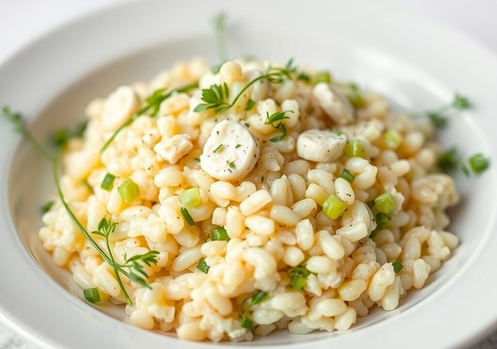 Selderijrisotto met gorgonzola, AI-gegenereerde illustratie