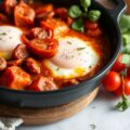 Shakshuka met salami en geroosterde paprika