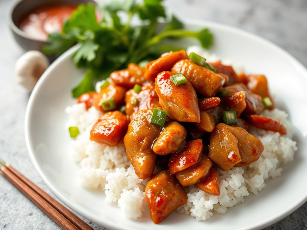 Sichuan Kip (=Kip Kung Pao), AI-gegenereerde illustratie