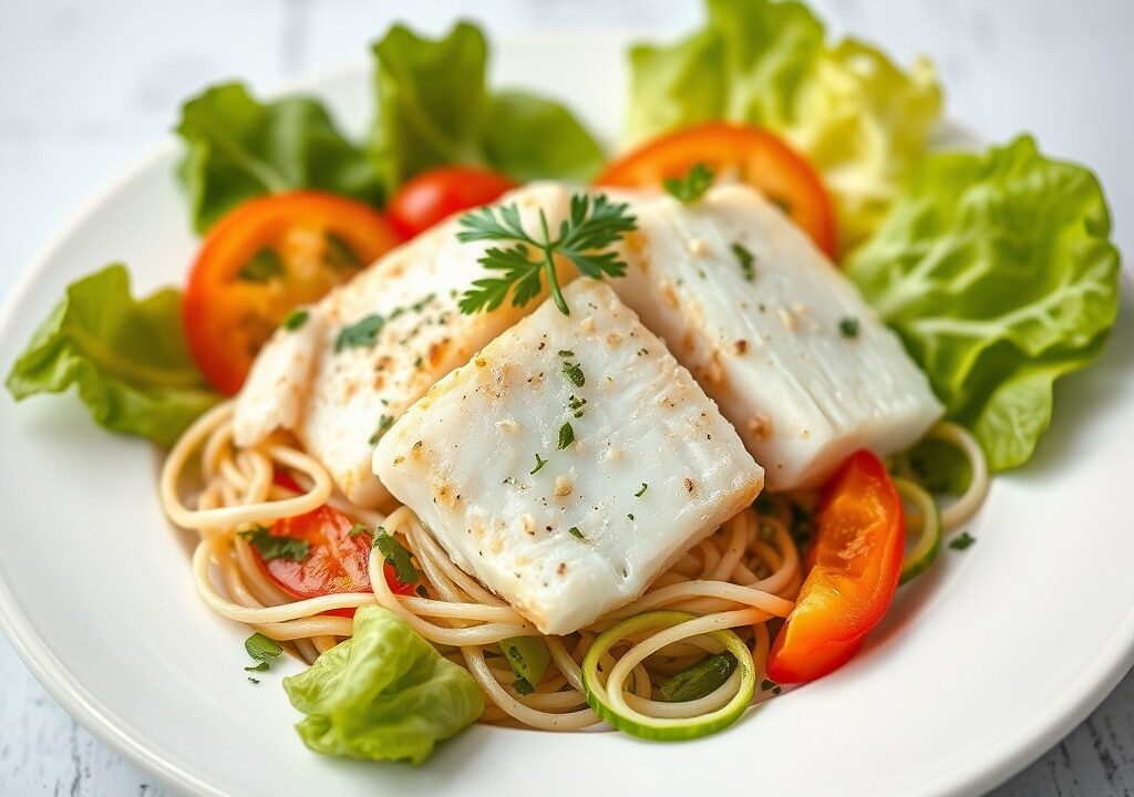 Simpele salade met vis — AI-gegenereerde illustratie