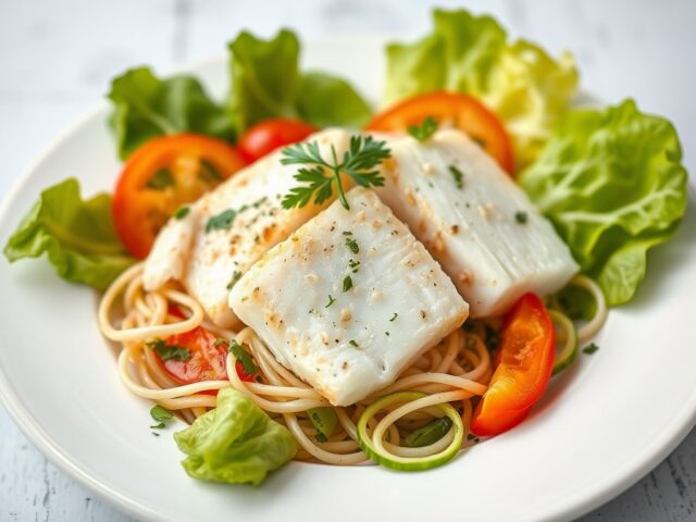 Simpele salade met vis — AI-gegenereerde illustratie