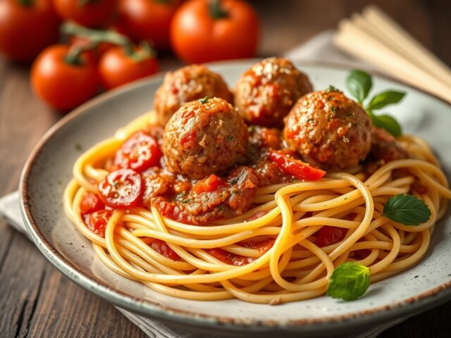 Simpele spaghetti met ballen — AI-gegenereerde illustratie