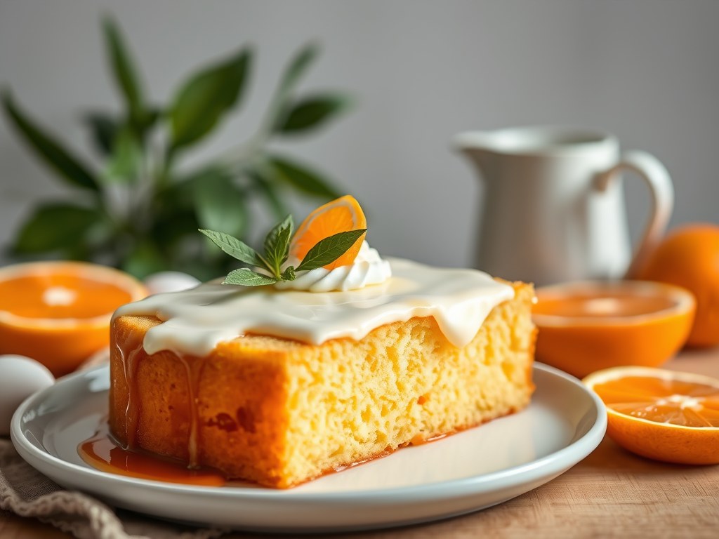 Sinaasappel-Yoghurt Cake, AI-gegenereerde illustratie